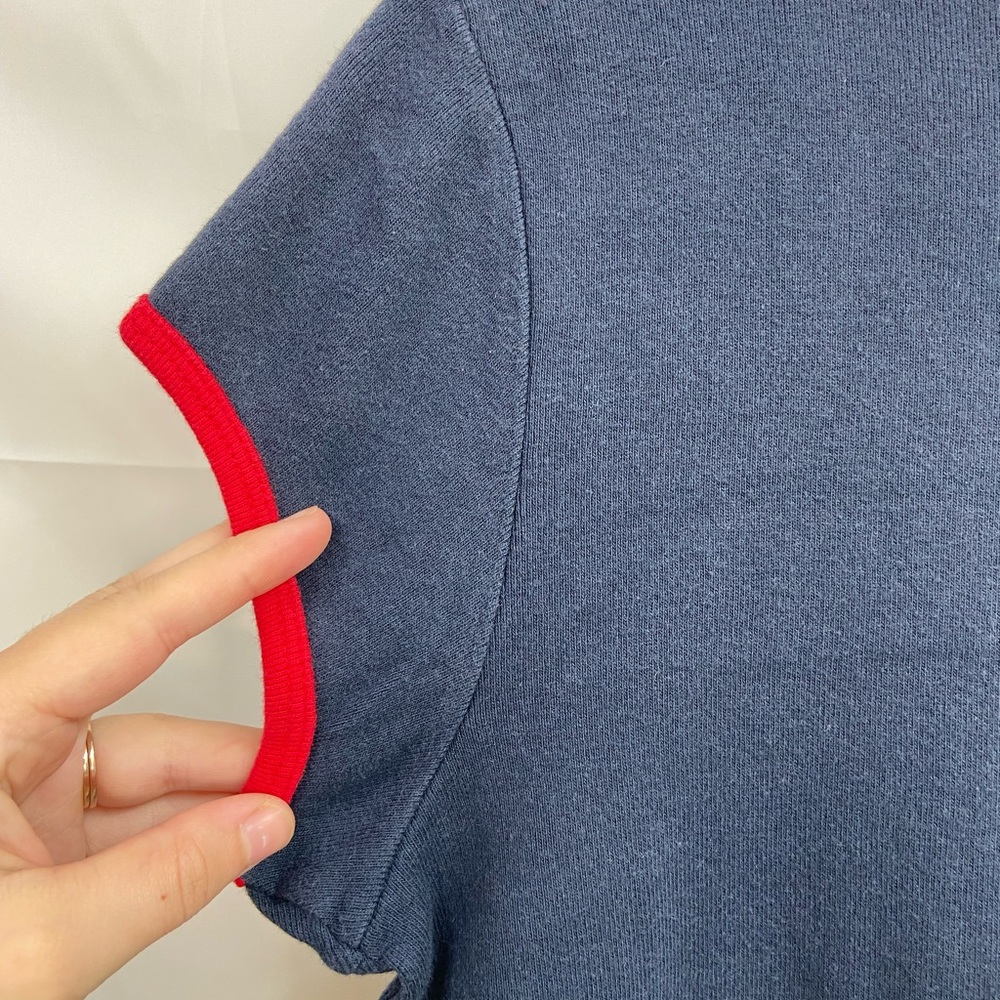 Vintage POLO Jeans Co Ralph Lauren navy blue red scoop neck tshirt dress stretch - Picture 5 of 6